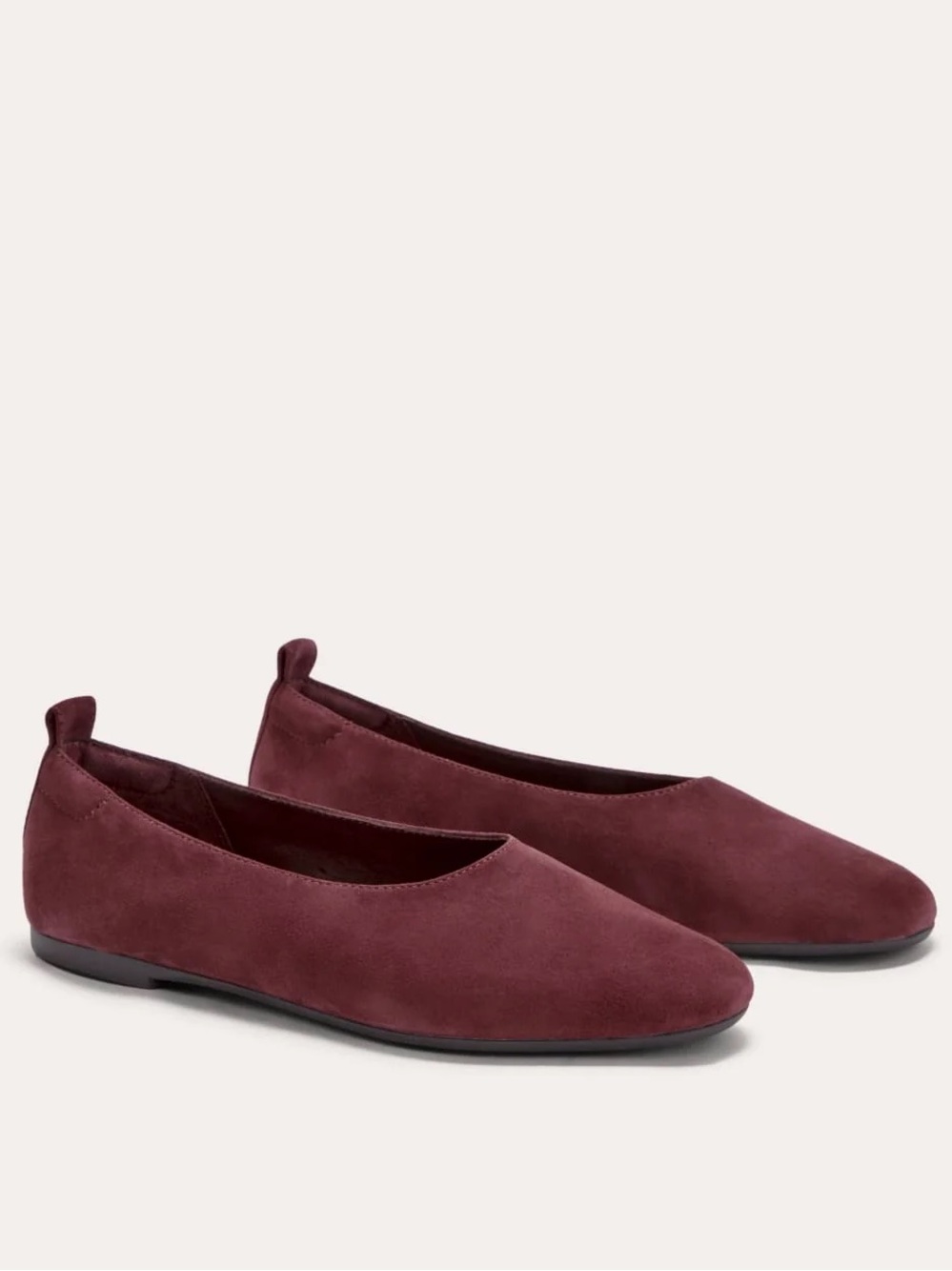 Everlane The Day Glove Bordeaux Suede Ballet Flats Burgundy Wine Chic 8.5 NIB